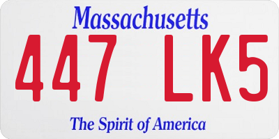 MA license plate 447LK5