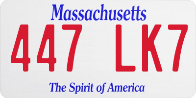 MA license plate 447LK7