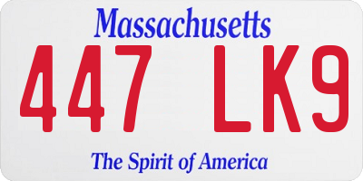 MA license plate 447LK9
