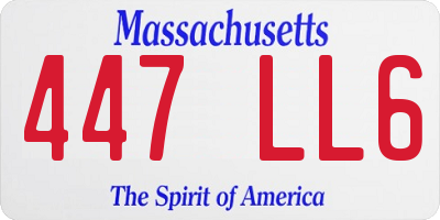 MA license plate 447LL6
