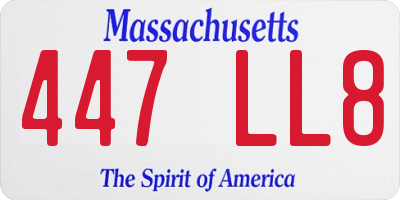 MA license plate 447LL8