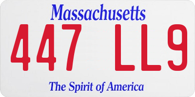 MA license plate 447LL9
