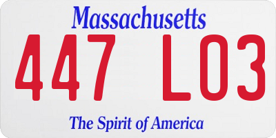 MA license plate 447LO3