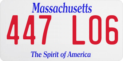 MA license plate 447LO6