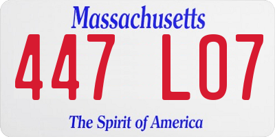 MA license plate 447LO7