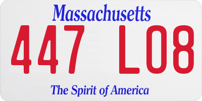 MA license plate 447LO8