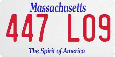 MA license plate 447LO9
