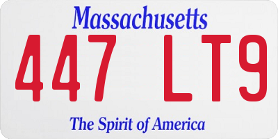 MA license plate 447LT9