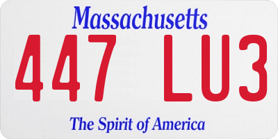 MA license plate 447LU3