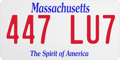MA license plate 447LU7