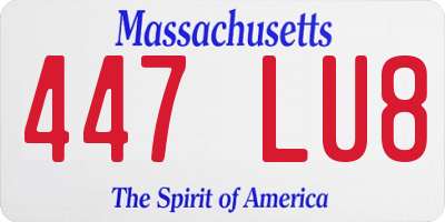 MA license plate 447LU8