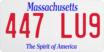 MA license plate 447LU9
