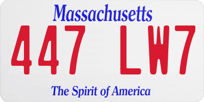 MA license plate 447LW7
