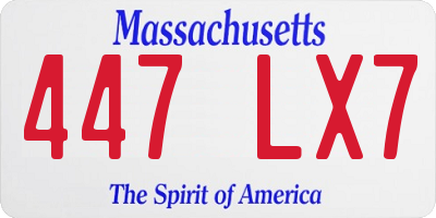 MA license plate 447LX7