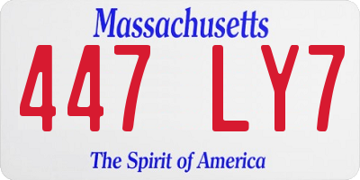 MA license plate 447LY7