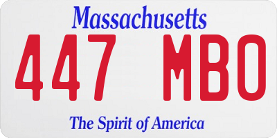 MA license plate 447MB0