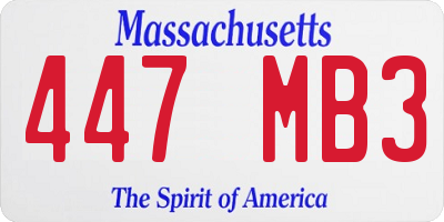 MA license plate 447MB3