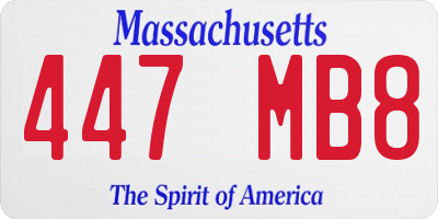 MA license plate 447MB8
