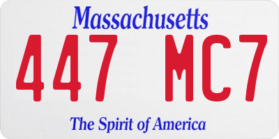 MA license plate 447MC7