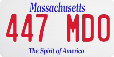 MA license plate 447MD0