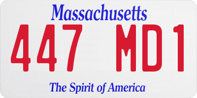 MA license plate 447MD1