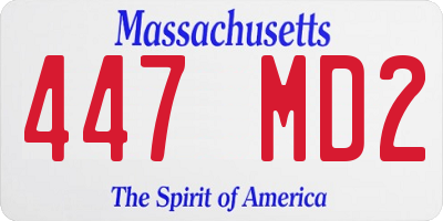 MA license plate 447MD2