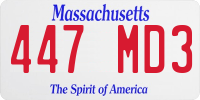 MA license plate 447MD3