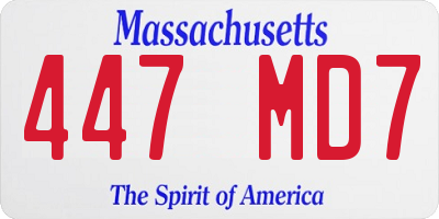 MA license plate 447MD7