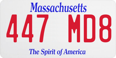 MA license plate 447MD8