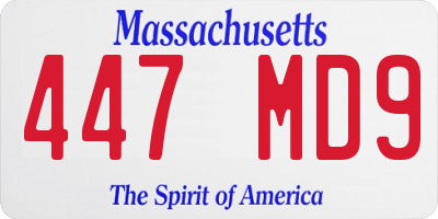 MA license plate 447MD9