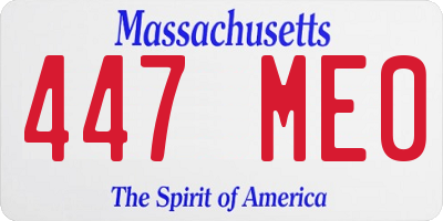 MA license plate 447ME0