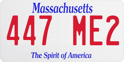 MA license plate 447ME2