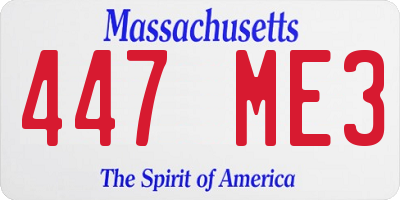 MA license plate 447ME3