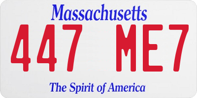 MA license plate 447ME7