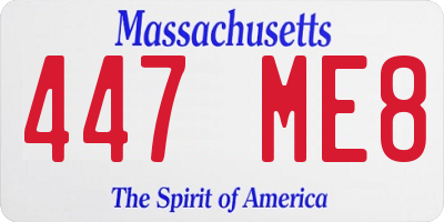 MA license plate 447ME8