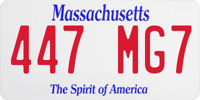 MA license plate 447MG7