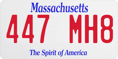 MA license plate 447MH8