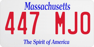 MA license plate 447MJ0