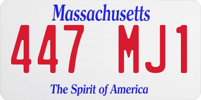 MA license plate 447MJ1