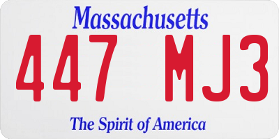 MA license plate 447MJ3
