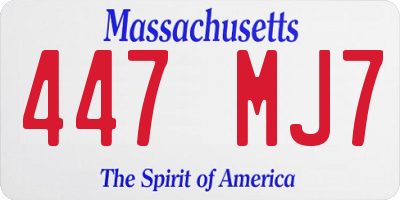 MA license plate 447MJ7