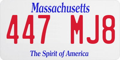 MA license plate 447MJ8