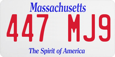 MA license plate 447MJ9