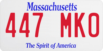 MA license plate 447MK0