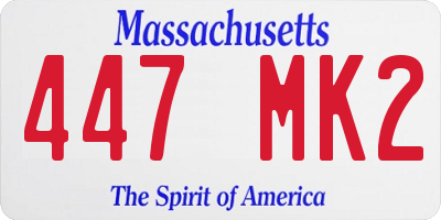 MA license plate 447MK2