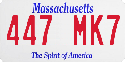 MA license plate 447MK7