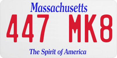 MA license plate 447MK8