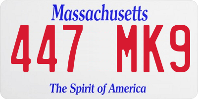 MA license plate 447MK9