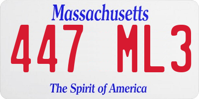 MA license plate 447ML3