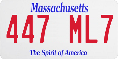 MA license plate 447ML7